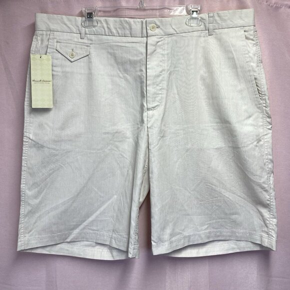 RUSSELL SIMMONS ARGYLE CULTURE High Waisted Linen Shorts Men 40 Ivory W/ Pockets - Picture 1 of 16